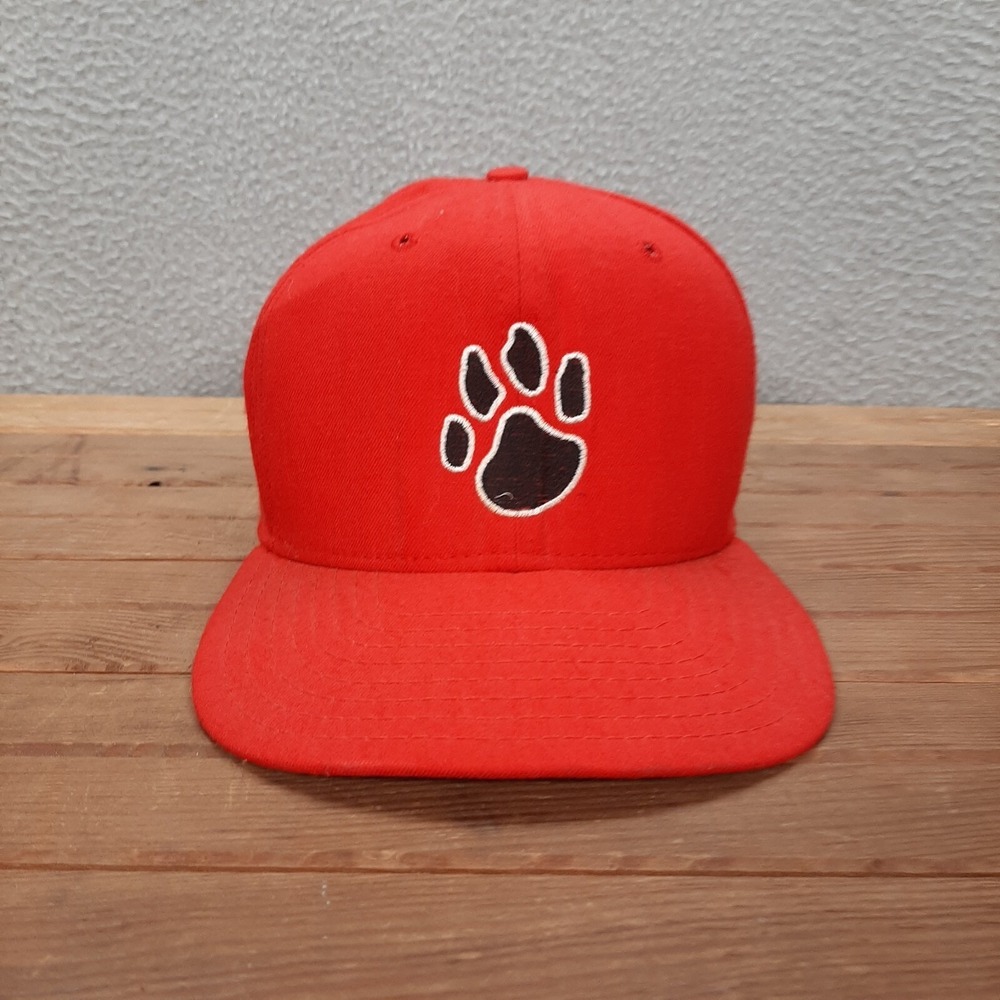 Vintage Snapback Hat Adult M/L Red Animal Paw Print‎ Cap New Era Pro Model 90s